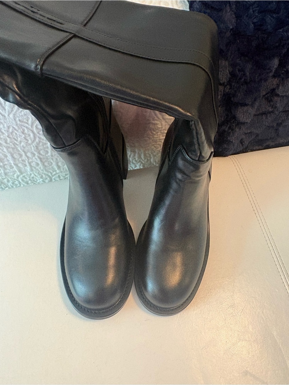 Reunite Classic Black Leather Boots new no tags
